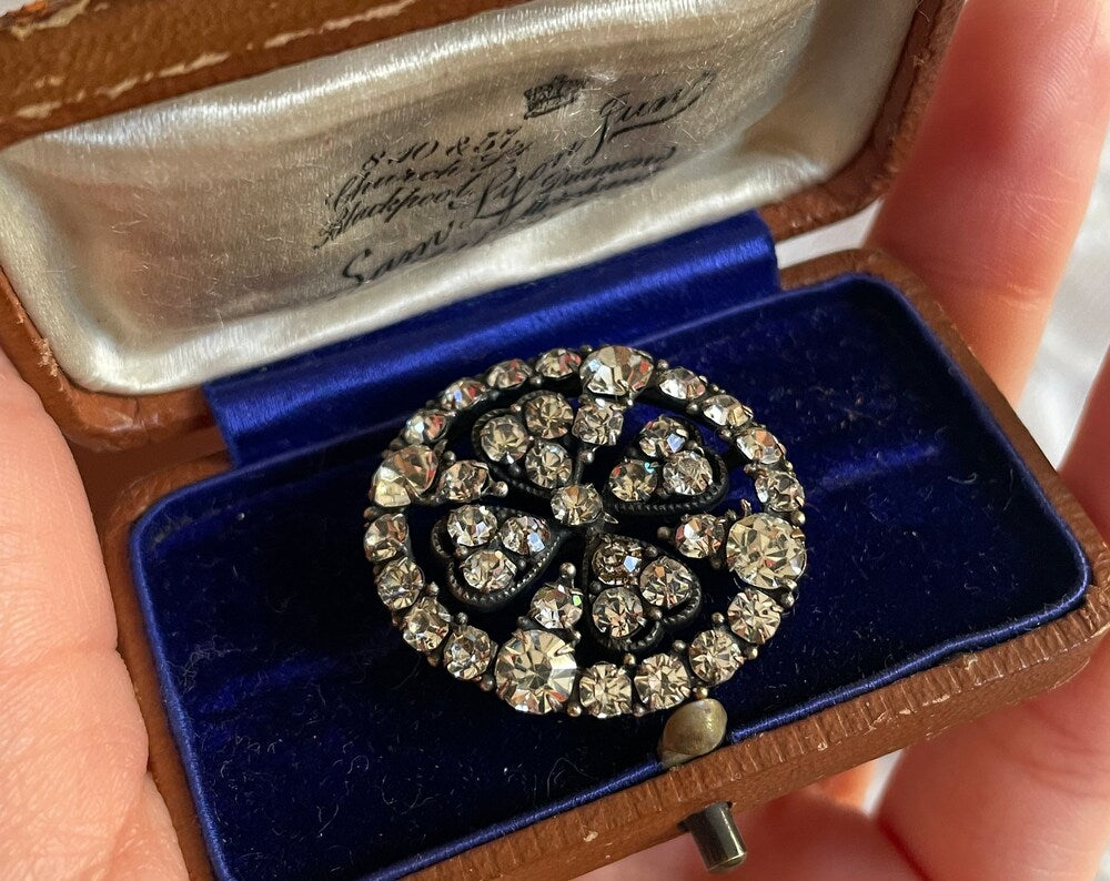 Antique Georgian Paste Stone Flower Button