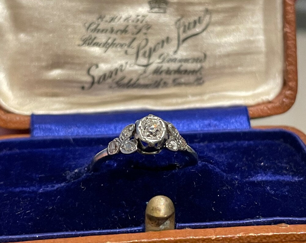 Edwardian Platinum Cushion Old Mine Cut And Rose Cut Diamond Ring