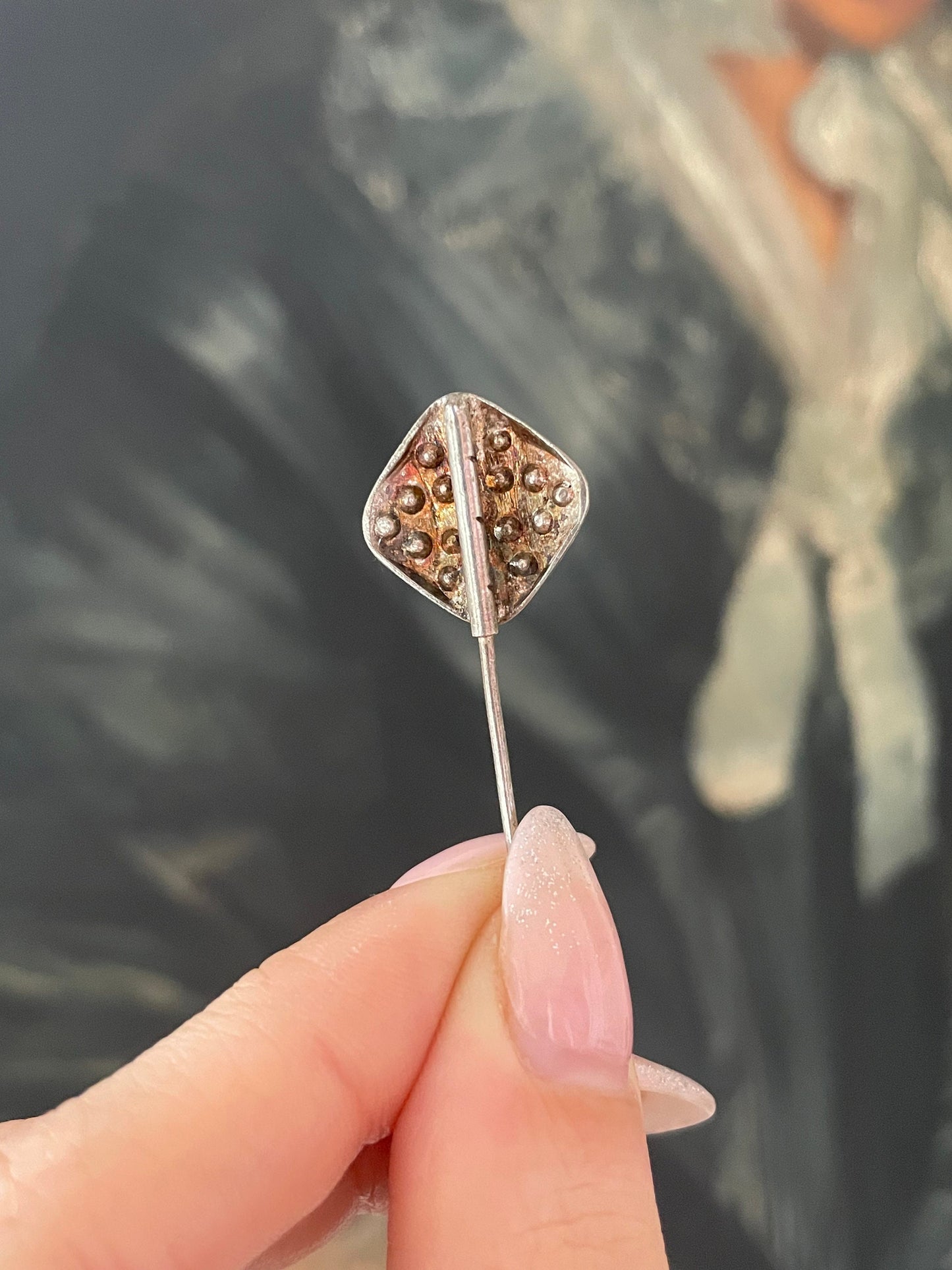 Antique Edwardian / Art Deco 1910s 1920s Clear Paste Stone Stick Pin