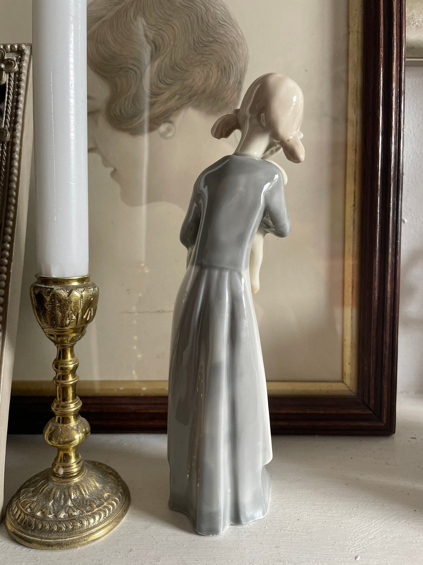 Vintage GDR Porcelain Figurine Girl With Lamb