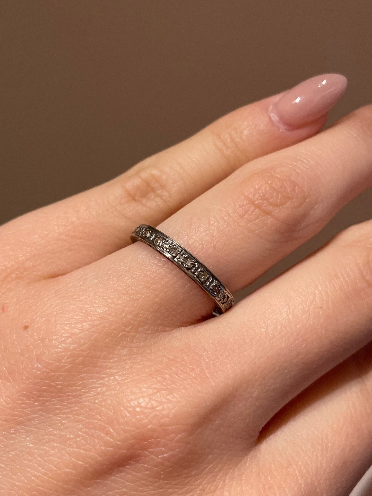 Art Deco 1920s 18ct White Gold Diamond Full Eternity Ring - Size M1/2