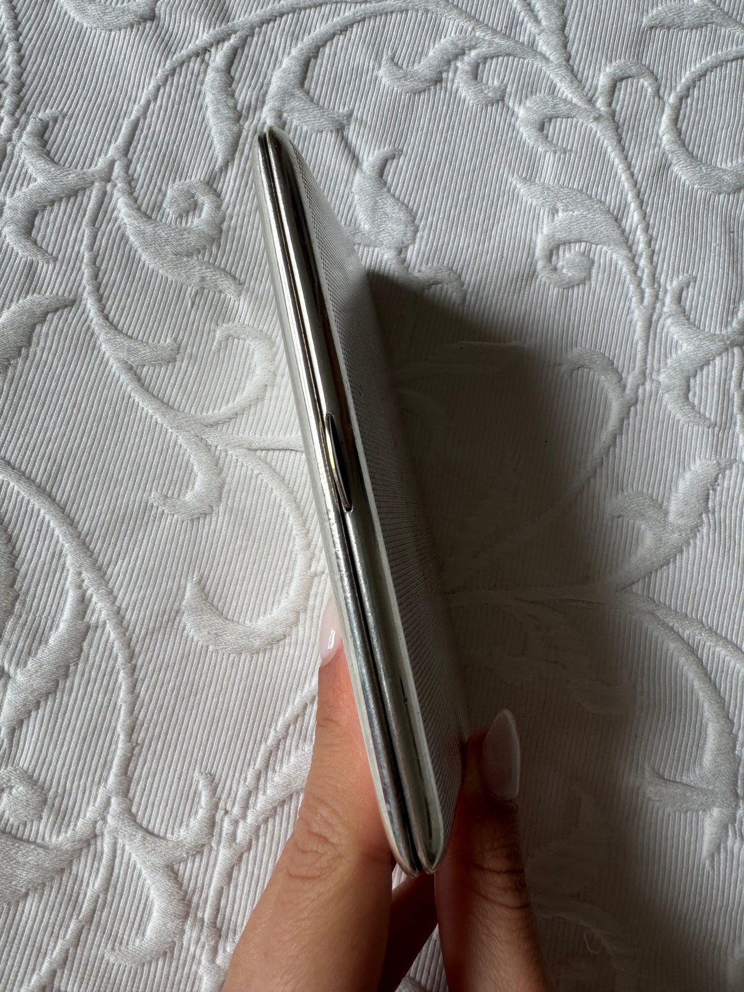 Antique 1920s 30s Art Deco Cigarette Case - Silver Tone