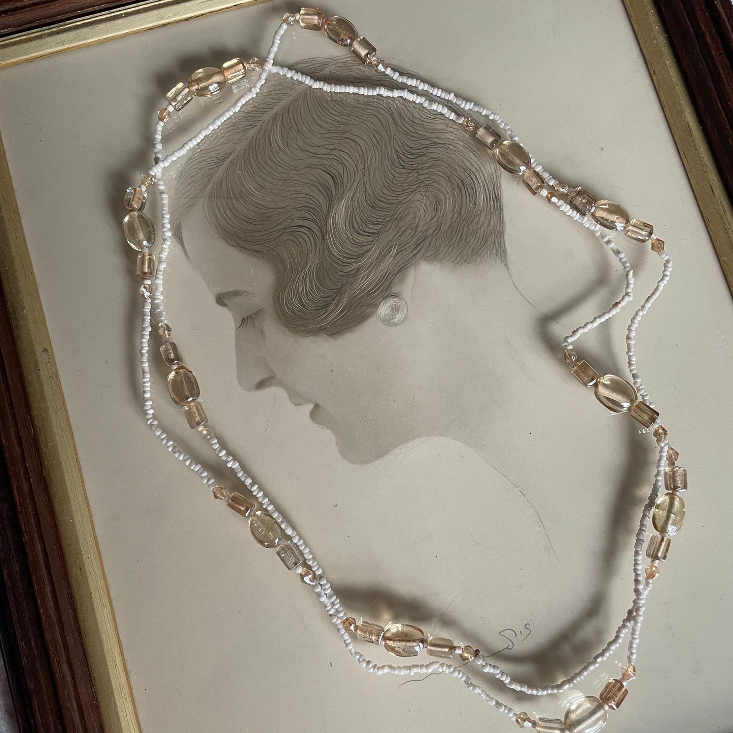 Antique 1920s 1930s Art Deco Micro Seed Long Flapper Necklace