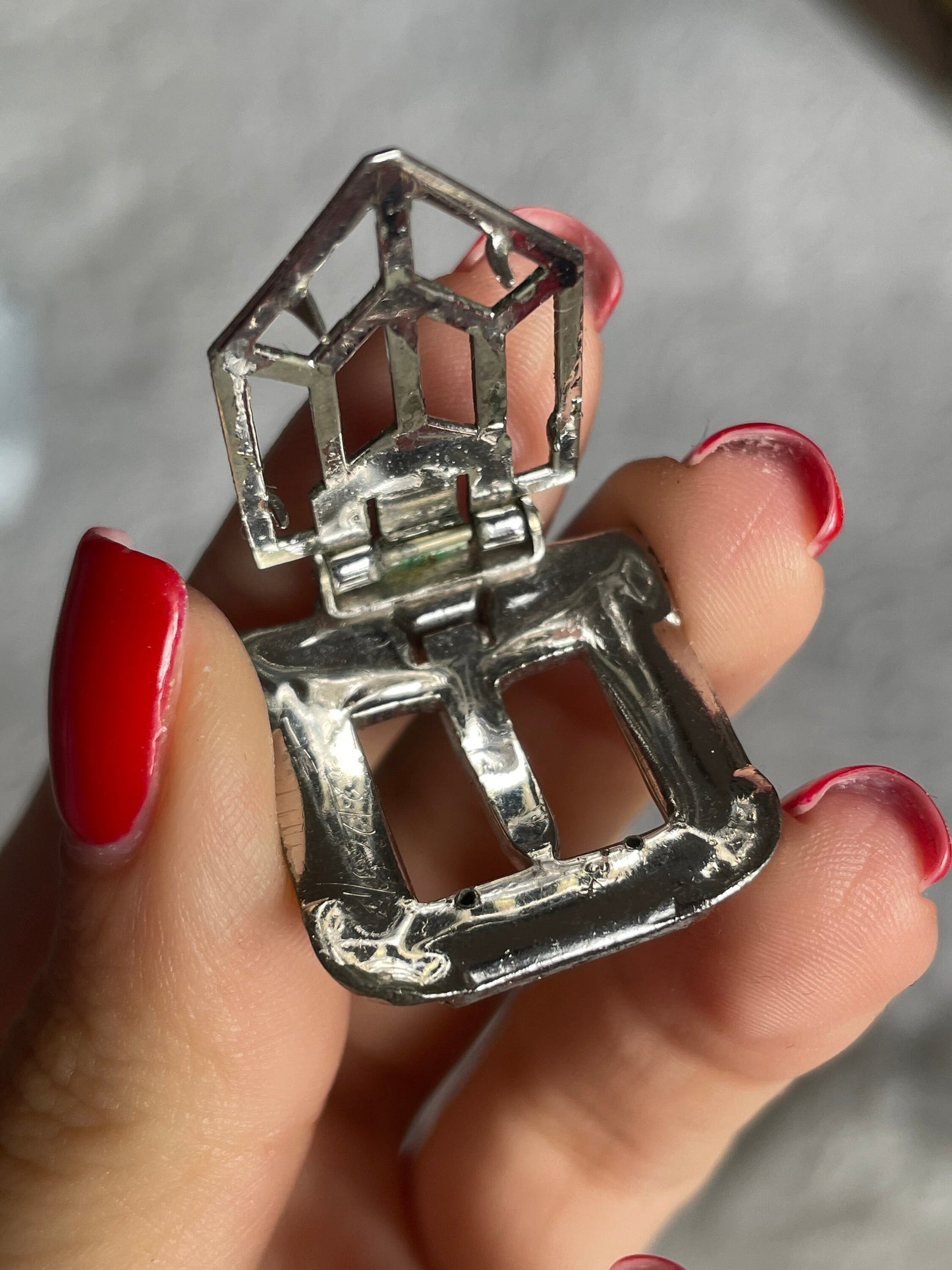 Trifari KTF 1920s 1930s Art Deco Paste Dress Fur Clip